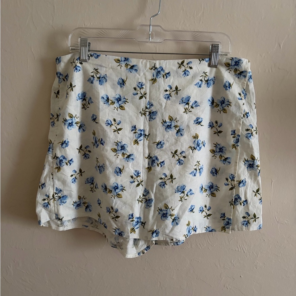 Old Navy White Shorts with Blue Floral Print